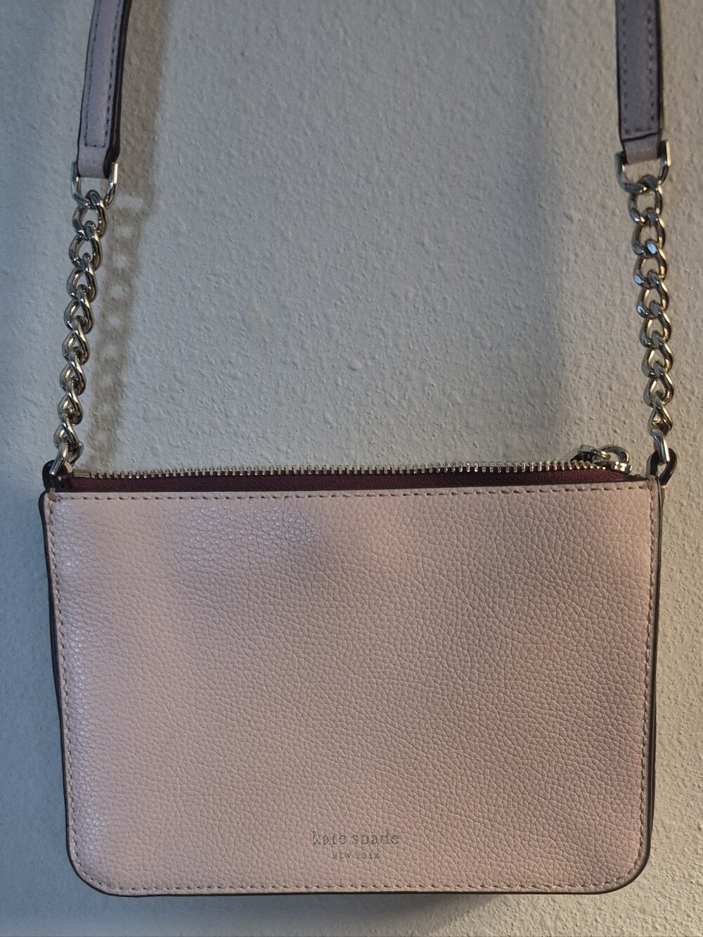Kate Spade Polly Large Convertible Crossbody Blush Pink Pebbled Leather Chain
